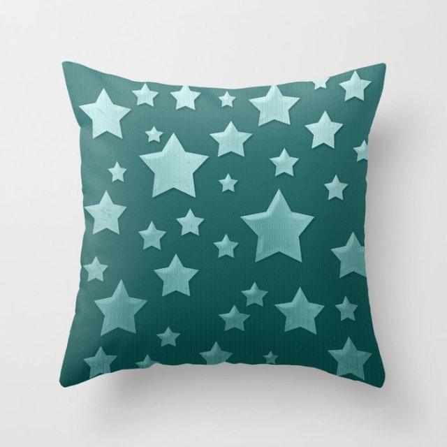 Trend Color Teal Blue Cushion Cover Polyester Geometric Teal Decorative Throw Pillows Covers For Couch Living Room Bedroom Pillow Cover Decorative Pillows Home Decoration Throw Pillowcase 45x45CM