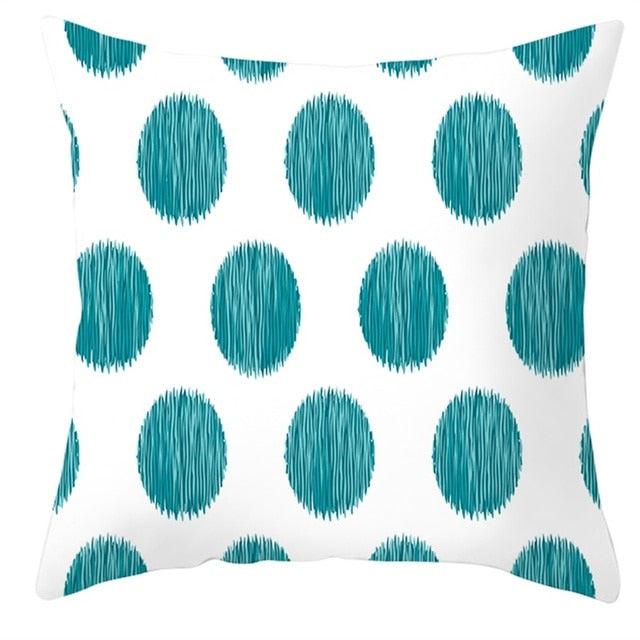 Trend Color Teal Blue Cushion Cover Polyester Geometric Teal Decorative Throw Pillows Covers For Couch Living Room Bedroom Pillow Cover Decorative Pillows Home Decoration Throw Pillowcase 45x45CM