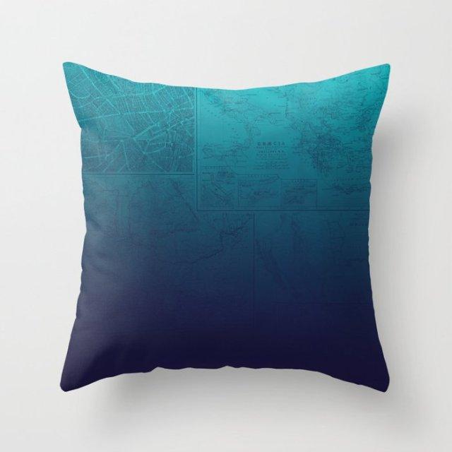 Trend Color Teal Blue Cushion Cover Polyester Geometric Teal Decorative Throw Pillows Covers For Couch Living Room Bedroom Pillow Cover Decorative Pillows Home Decoration Throw Pillowcase 45x45CM