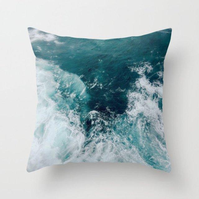 Trend Color Teal Blue Cushion Cover Polyester Geometric Teal Decorative Throw Pillows Covers For Couch Living Room Bedroom Pillow Cover Decorative Pillows Home Decoration Throw Pillowcase 45x45CM