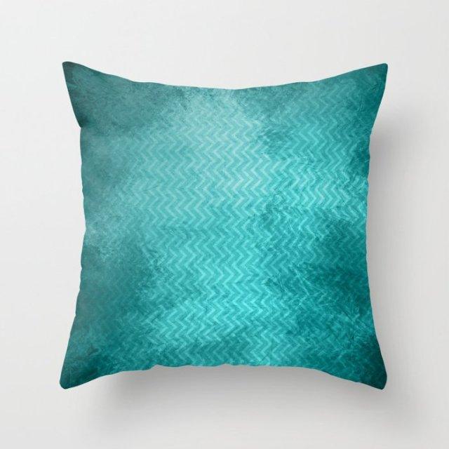Trend Color Teal Blue Cushion Cover Polyester Geometric Teal Decorative Throw Pillows Covers For Couch Living Room Bedroom Pillow Cover Decorative Pillows Home Decoration Throw Pillowcase 45x45CM