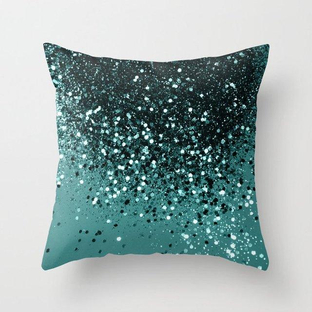 Trend Color Teal Blue Cushion Cover Polyester Geometric Teal Decorative Throw Pillows Covers For Couch Living Room Bedroom Pillow Cover Decorative Pillows Home Decoration Throw Pillowcase 45x45CM