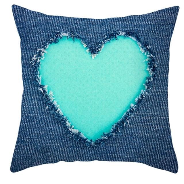 Trend Color Teal Blue Cushion Cover Polyester Geometric Teal Decorative Throw Pillows Covers For Couch Living Room Bedroom Pillow Cover Decorative Pillows Home Decoration Throw Pillowcase 45x45CM