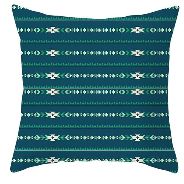 Trend Color Teal Blue Cushion Cover Polyester Geometric Teal Decorative Throw Pillows Covers For Couch Living Room Bedroom Pillow Cover Decorative Pillows Home Decoration Throw Pillowcase 45x45CM
