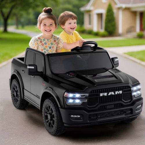 2 Seater 24V Ride on Toy for Big Kids Licensed Ram Truck with Remote and Music