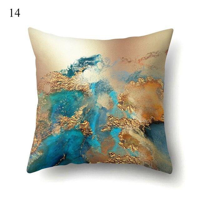 Vintage Art Pillow Print Cushion Cover Sofa Living Room Throw Pillow Covers Blue And Gold Modern Decorative Cushion Covers Charming Decrative Pillowcases
