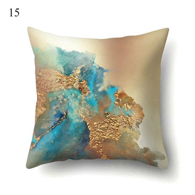 Vintage Art Pillow Print Cushion Cover Sofa Living Room Throw Pillow Covers Blue And Gold Modern Decorative Cushion Covers Charming Decrative Pillowcases
