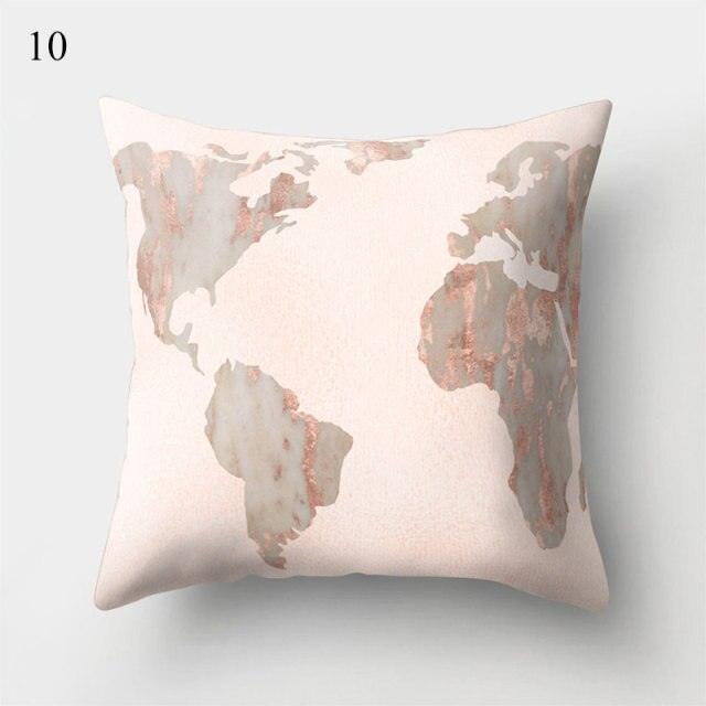 Vintage Art Pillow Print Cushion Cover Sofa Living Room Throw Pillow Covers Blue And Gold Modern Decorative Cushion Covers Charming Decrative Pillowcases