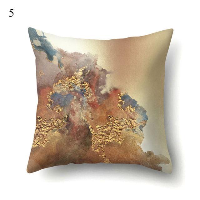 Vintage Art Pillow Print Cushion Cover Sofa Living Room Throw Pillow Covers Blue And Gold Modern Decorative Cushion Covers Charming Decrative Pillowcases