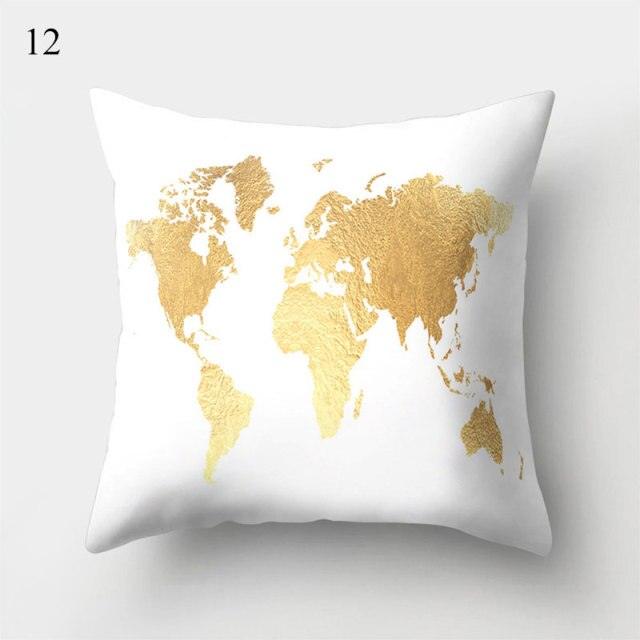 Vintage Art Pillow Print Cushion Cover Sofa Living Room Throw Pillow Covers Blue And Gold Modern Decorative Cushion Covers Charming Decrative Pillowcases