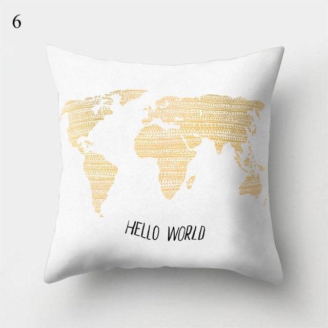 Vintage Art Pillow Print Cushion Cover Sofa Living Room Throw Pillow Covers Blue And Gold Modern Decorative Cushion Covers Charming Decrative Pillowcases