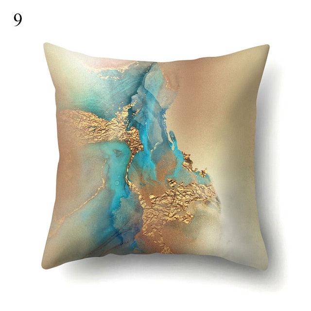Vintage Art Pillow Print Cushion Cover Sofa Living Room Throw Pillow Covers Blue And Gold Modern Decorative Cushion Covers Charming Decrative Pillowcases