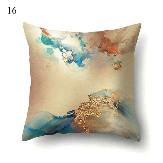 Vintage Art Pillow Print Cushion Cover Sofa Living Room Throw Pillow Covers Blue And Gold Modern Decorative Cushion Covers Charming Decrative Pillowcases
