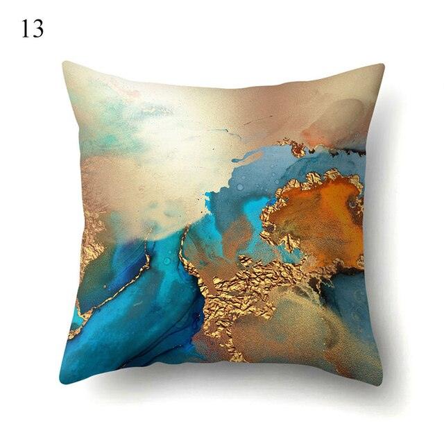Vintage Art Pillow Print Cushion Cover Sofa Living Room Throw Pillow Covers Blue And Gold Modern Decorative Cushion Covers Charming Decrative Pillowcases