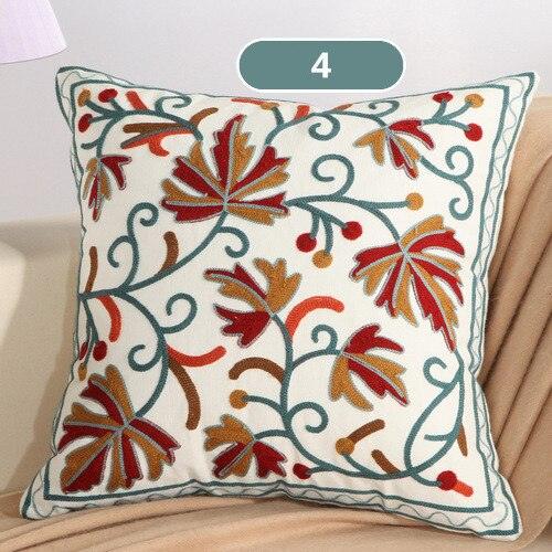 Vintage Embroidery Pillow Case Cushion Cover Ethnic National Handmade Decorative Throw Pillow Cases Covers Embroidery Bohemian Flower Design Couch Pillows Covers for Bed Living Room 45*45CM