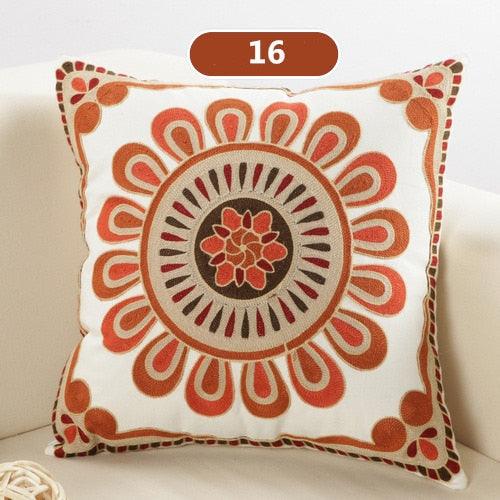 Vintage Embroidery Pillow Case Cushion Cover Ethnic National Handmade Decorative Throw Pillow Cases Covers Embroidery Bohemian Flower Design Couch Pillows Covers for Bed Living Room 45*45CM