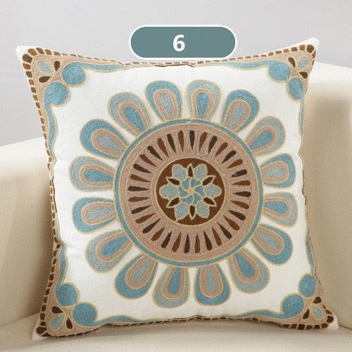 Vintage Embroidery Pillow Case Cushion Cover Ethnic National Handmade Decorative Throw Pillow Cases Covers Embroidery Bohemian Flower Design Couch Pillows Covers for Bed Living Room 45*45CM