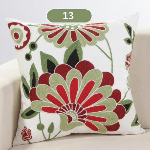 Vintage Embroidery Pillow Case Cushion Cover Ethnic National Handmade Decorative Throw Pillow Cases Covers Embroidery Bohemian Flower Design Couch Pillows Covers for Bed Living Room 45*45CM