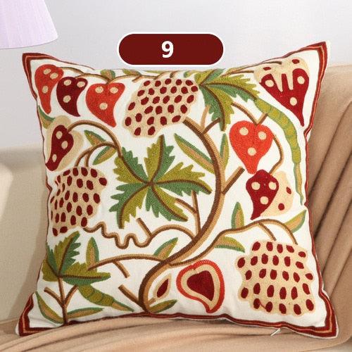 Vintage Embroidery Pillow Case Cushion Cover Ethnic National Handmade Decorative Throw Pillow Cases Covers Embroidery Bohemian Flower Design Couch Pillows Covers for Bed Living Room 45*45CM