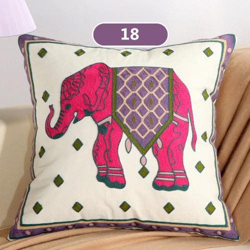 Vintage Embroidery Pillow Case Cushion Cover Ethnic National Handmade Decorative Throw Pillow Cases Covers Embroidery Bohemian Flower Design Couch Pillows Covers for Bed Living Room 45*45CM