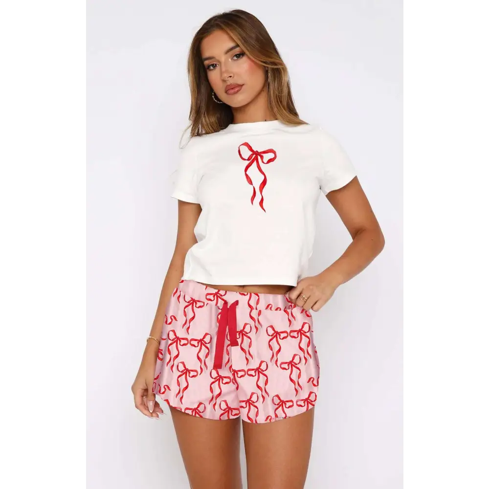 White Fox Shorts Sweetheart Pajamas Printing Suit
