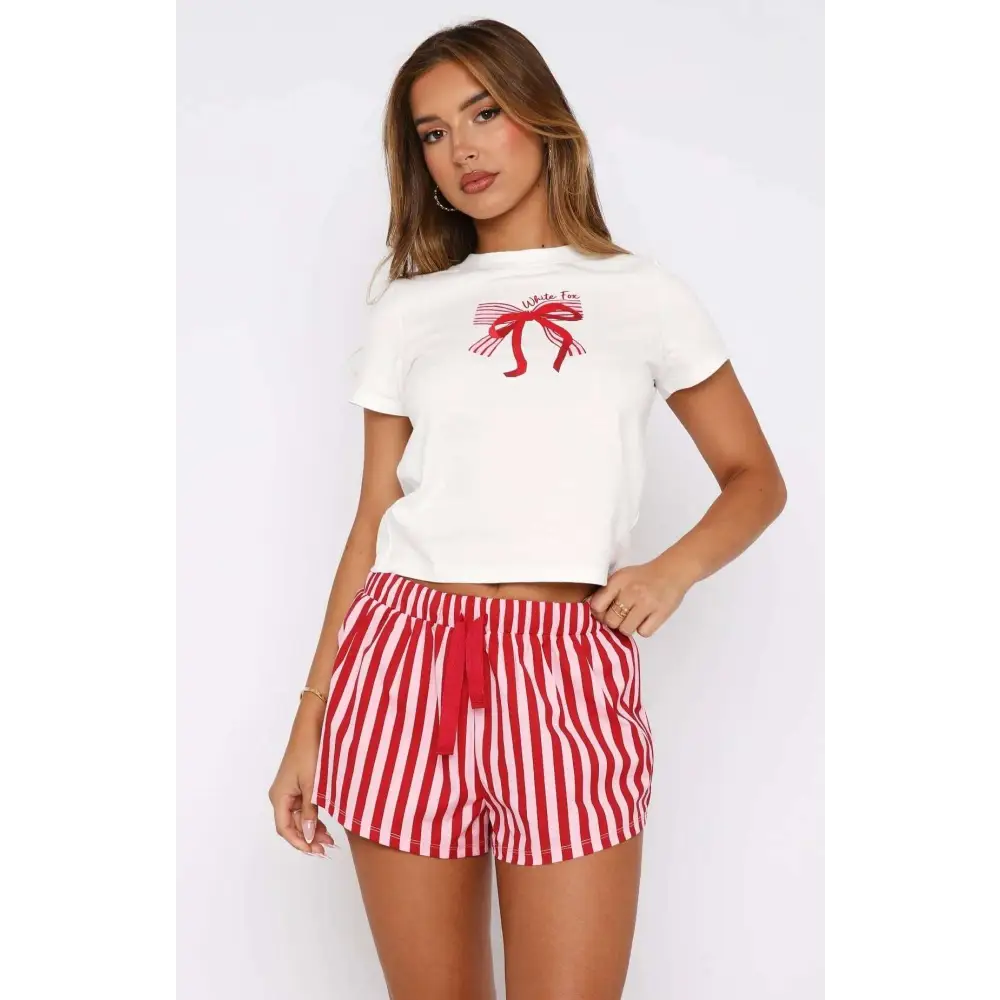 White Fox Shorts Sweetheart Pajamas Printing Suit